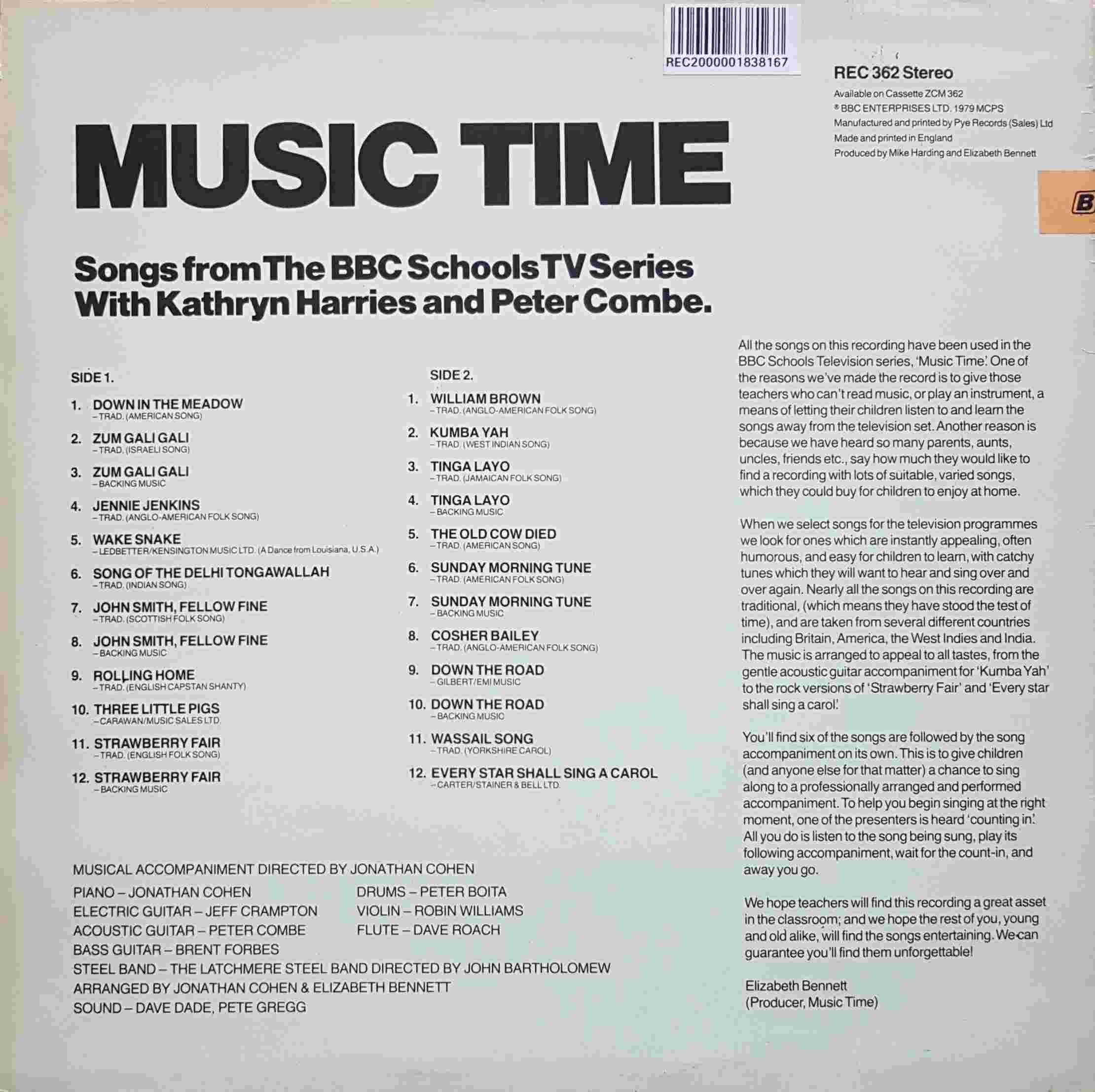 Picture of REC 362 Music time by artist Various / Kathryn Harries / Peter Combe from the BBC records and Tapes library